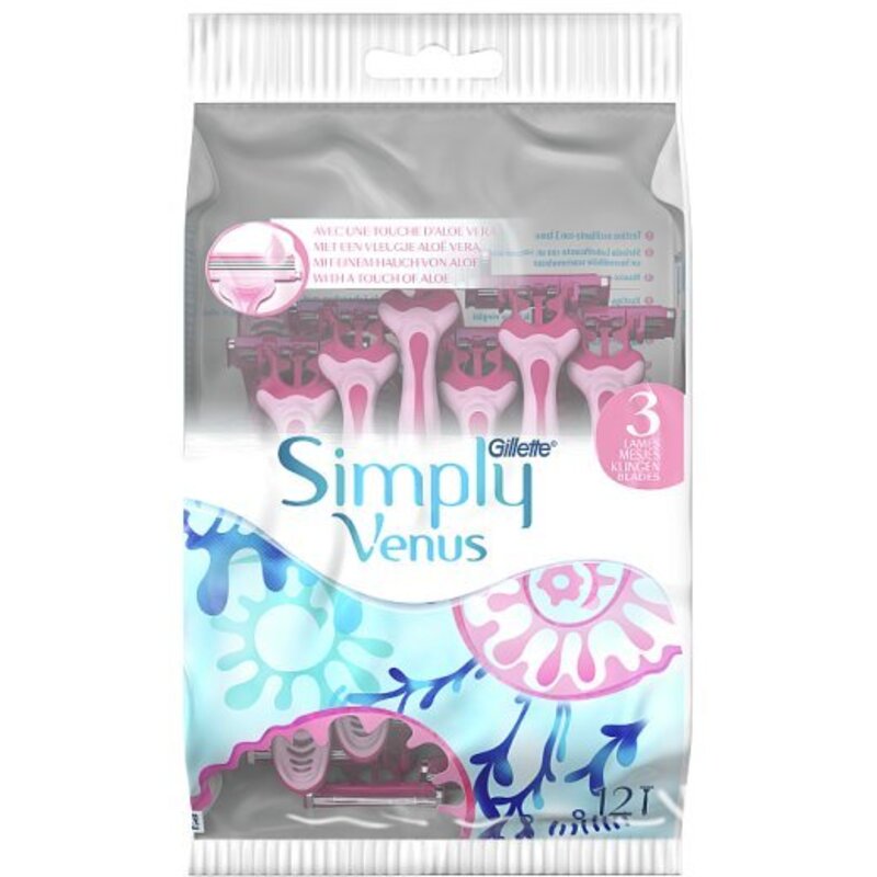 Gillette Simply Venus 3 Plus ( 8 + 4 vnt ) - Vienkartiniai skustuvai