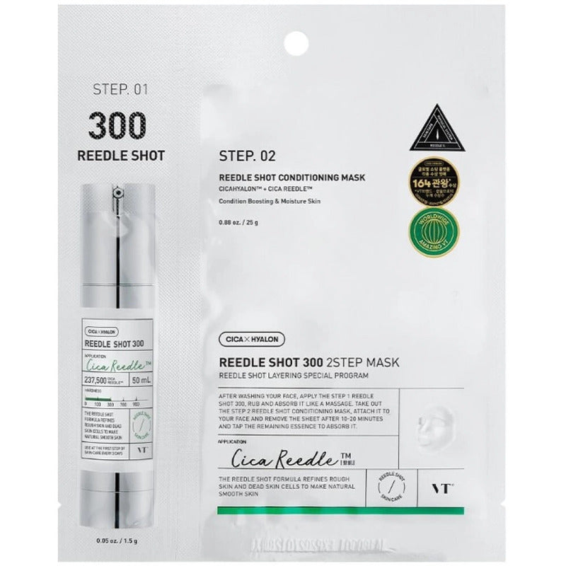 VT Cosmetics Reedle Shot 300 2 Step Mask - Dvifazė veido kaukė su stangrinamuoju efektu