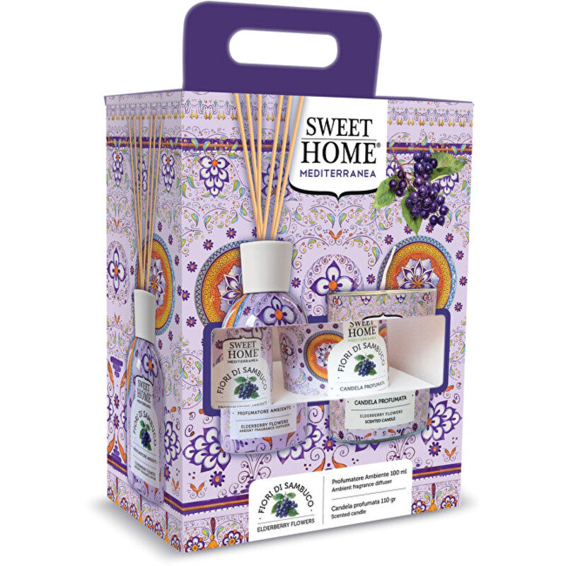 Sweet Home Collection Šeivamedžio uogų žiedų rinkinys - kvapų difuzoriaus dovanų rinkinys su žvake
