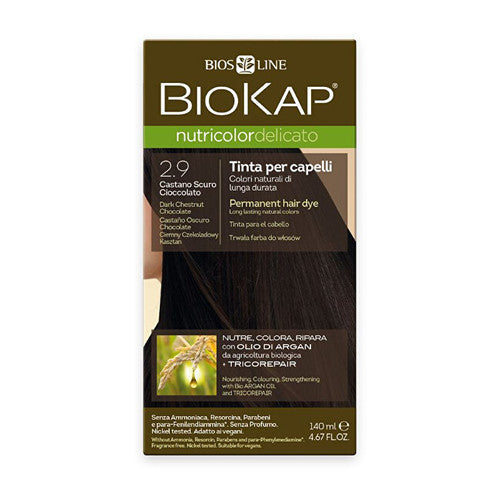 Biokap NUTRICOLOR DELICATO - Plaukų spalva - 2,90 Kaštoninis šokoladinis tamsus 140 ml