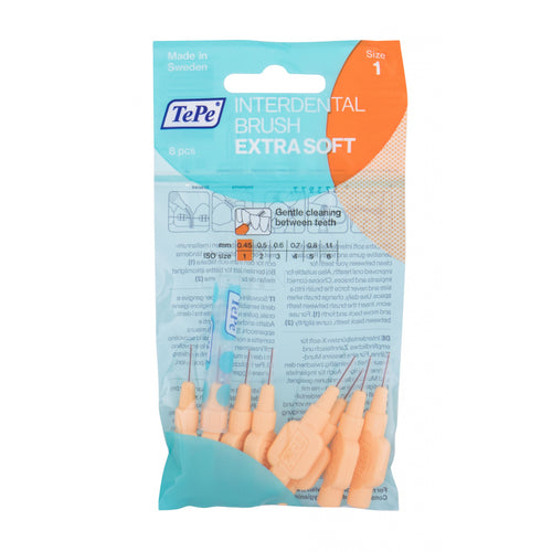 TePe Interdental Brush Extra Soft (0,45 mm oranžinis 8 vnt) - Labai smulkūs tarpdančių šepetėliai