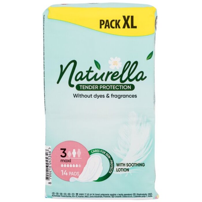 Naturella „Tender Protection Maxi“ – švelnūs higieniniai įklotai su sparneliais