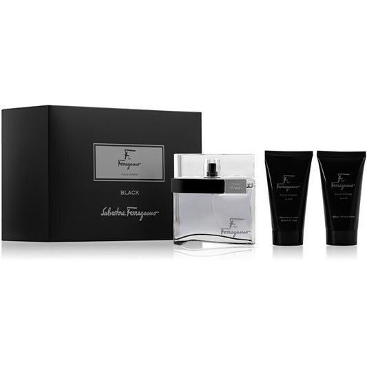 Salvatore Ferragamo F By Ferragamo Pour Homme Black dovanų rinkinys EDT 100 ml, dušo gelis 75 ml ir po skutimosi balzamas 75 ml