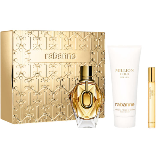 Paco Rabanne Million Gold for Her Gift Set EDP 90 ml, miniature EDP and body lotion 100 ml