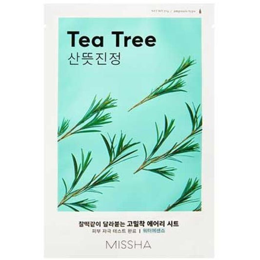 „Missha Airy Fit Sheet Mask Tea Tree“ – lakštinė kaukė jautriai odai su valomuoju ir gaivinančiu poveikiu.