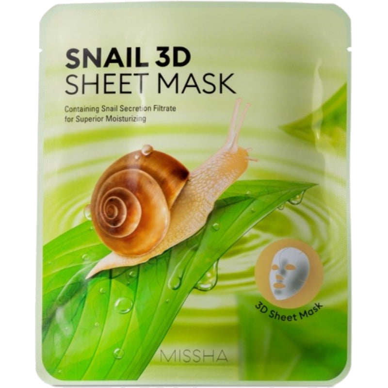 „Missha Snail 3D Sheet Mask“ – drėkinamoji veido kaukė su sraigių ekstraktu