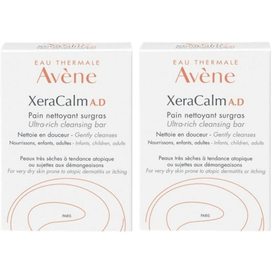 Avène „XéraCalm“ muilo gabalėlis, dviejų dalių pakuotė – maitinamųjų muilų rinkinys labai sausai ir atopinei odai.