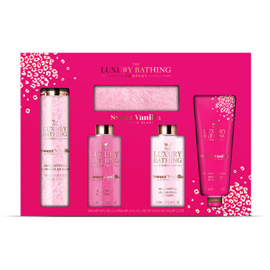 „Grace Cole“ kūno priežiūros rinkinys (vanilės ir migdolų) – kūno priežiūros dovanų rinkinys