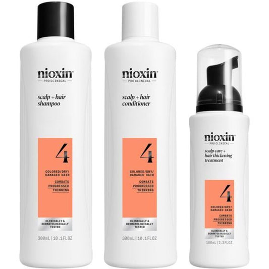 Nioxin System 4 scalp and hair care kit set for thin, dyed, significantly thinning hair