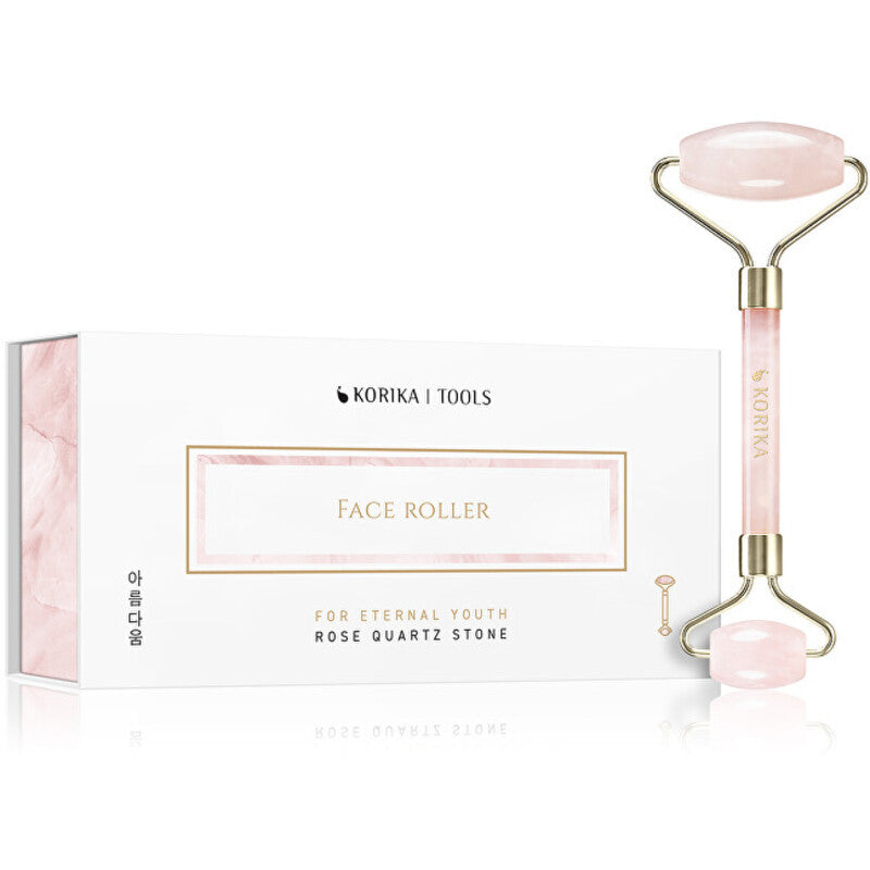 CORIKA face roller (pink) - pink quartz face massage roller