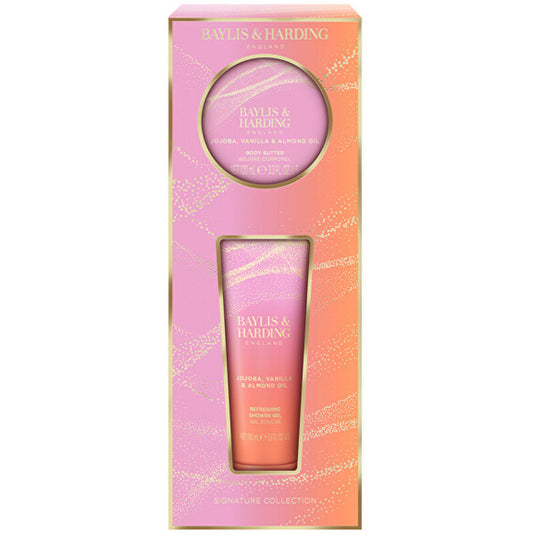 „Baylis & Harding“ kūno priežiūros duetas (simondsijų, vanilės ir migdolų aliejaus) – dovanų rinkinys
