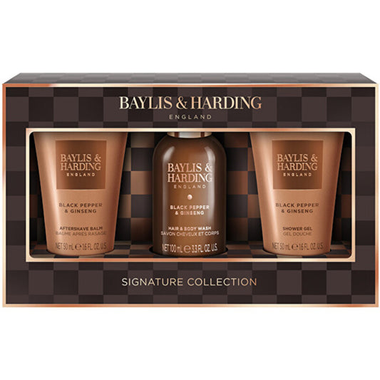 „Baylis & Harding“ vyriškas skutimosi ir kūno priežiūros rinkinys (juodieji pipirai ir ženšenis) – dovanų rinkinys