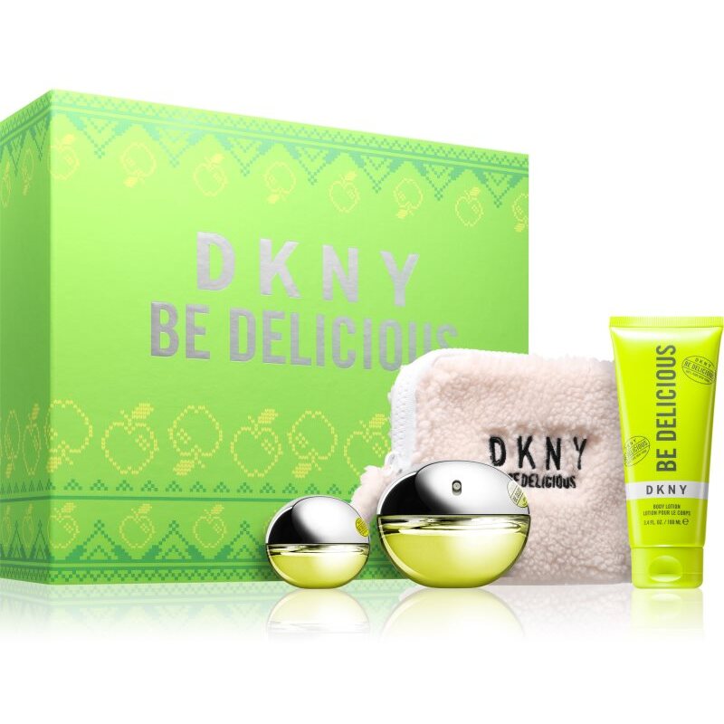 DKNY Be Delicious Gift Set EDP 100 ml, body lotion 100 ml, miniature EDP 15 ml and pouch