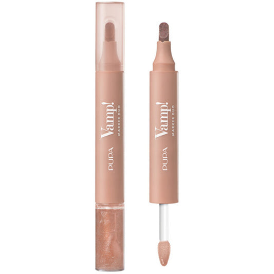 Pupa „Vamp! Marker Duo“ – žymeklis ir aliejinis lūpų blizgis 2in1, 4 ml