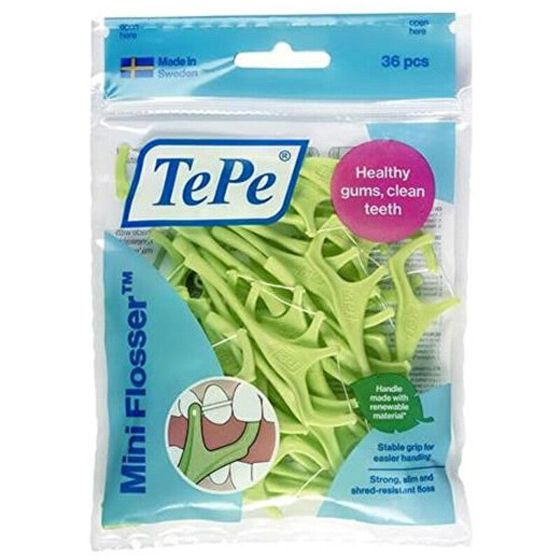 TePe Mini dantų siūlas (36 vnt.) - dantų krapštukai su siūlo pagalba