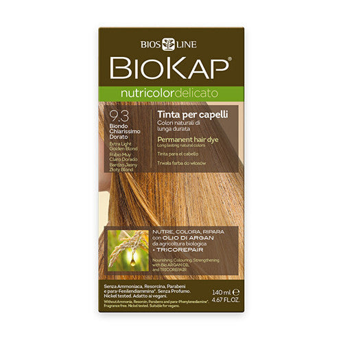 Biokap NUTRICOLOR DELICATO - Plaukų dažai - 9.30 Šviesiai auksinė - Labai šviesi 140 ml